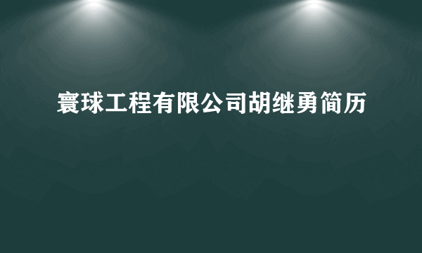 寰球工程有限公司胡继勇简历