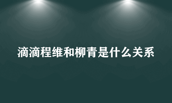 滴滴程维和柳青是什么关系