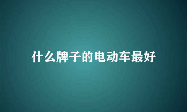 什么牌子的电动车最好