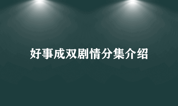 好事成双剧情分集介绍