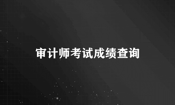 审计师考试成绩查询