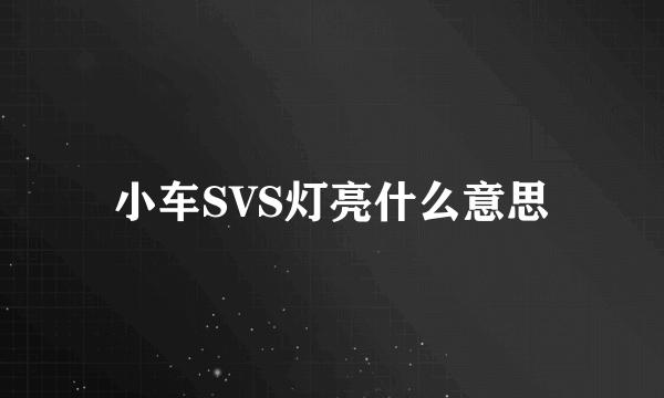 小车SVS灯亮什么意思