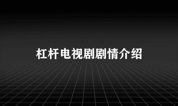 杠杆电视剧剧情介绍