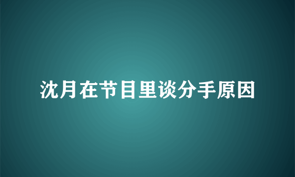 沈月在节目里谈分手原因