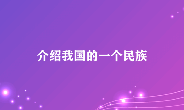 介绍我国的一个民族