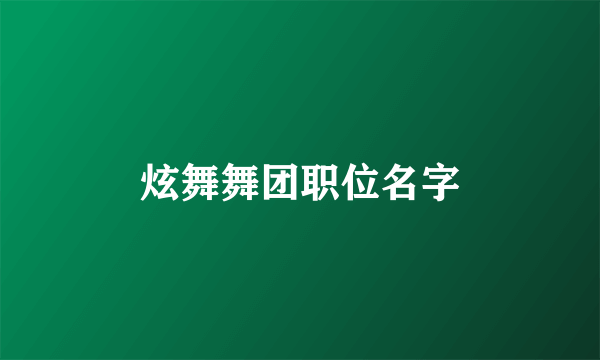 炫舞舞团职位名字