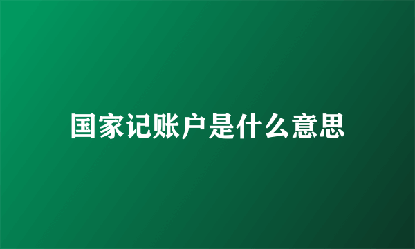 国家记账户是什么意思