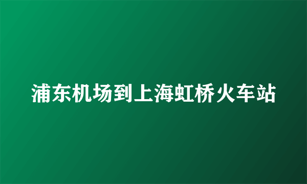 浦东机场到上海虹桥火车站