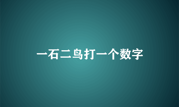 一石二鸟打一个数字