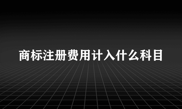 商标注册费用计入什么科目