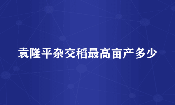 袁隆平杂交稻最高亩产多少