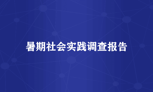 暑期社会实践调查报告