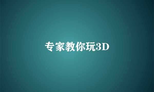 专家教你玩3D