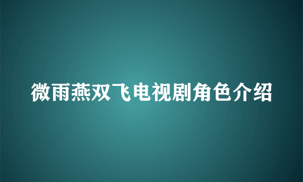 微雨燕双飞电视剧角色介绍