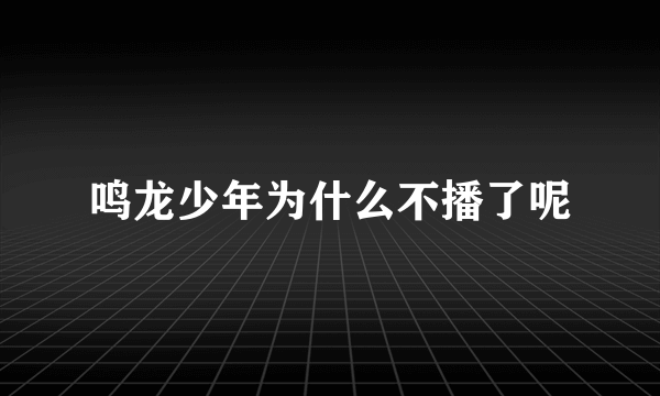 鸣龙少年为什么不播了呢