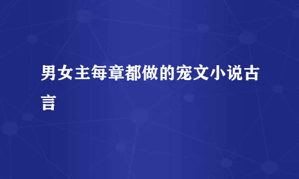 男女主每章都做的宠文小说古言