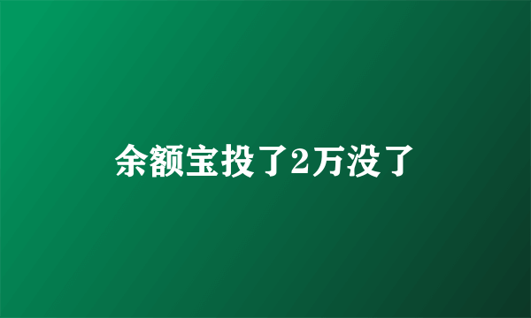 余额宝投了2万没了