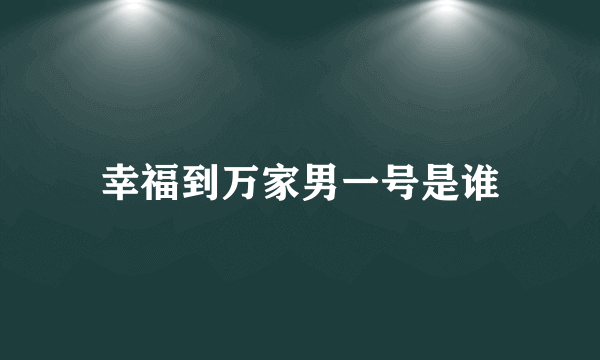 幸福到万家男一号是谁