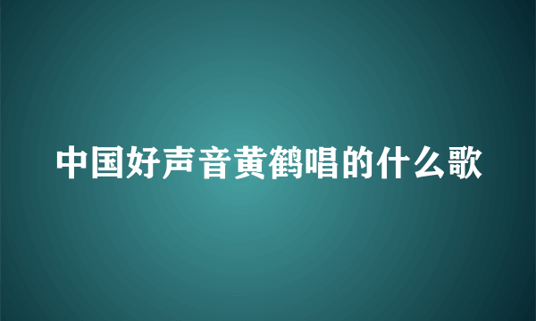 中国好声音黄鹤唱的什么歌