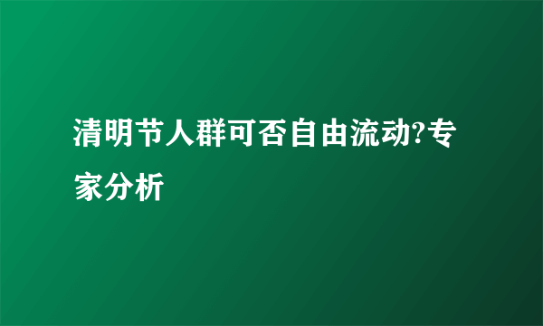 清明节人群可否自由流动?专家分析