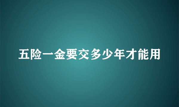 五险一金要交多少年才能用