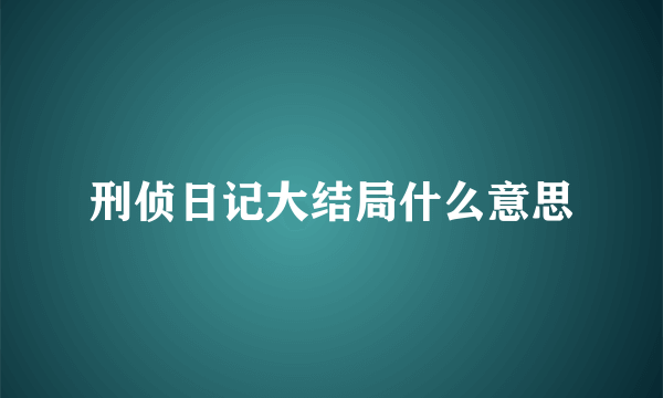 刑侦日记大结局什么意思