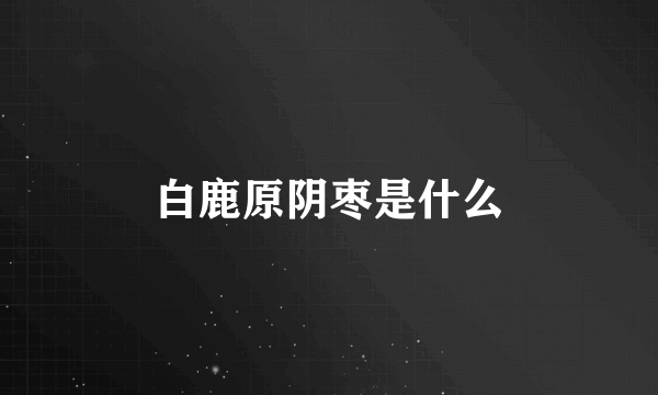 白鹿原阴枣是什么