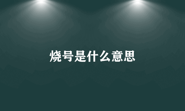 烧号是什么意思