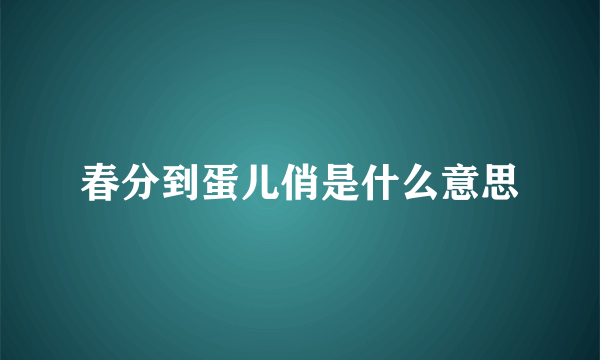 春分到蛋儿俏是什么意思