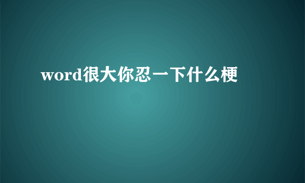 word很大你忍一下什么梗