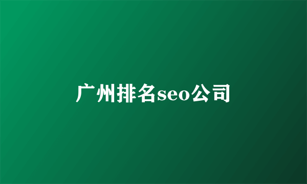 广州排名seo公司