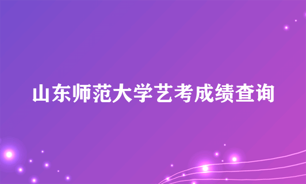 山东师范大学艺考成绩查询