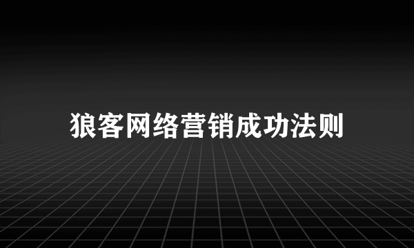 狼客网络营销成功法则