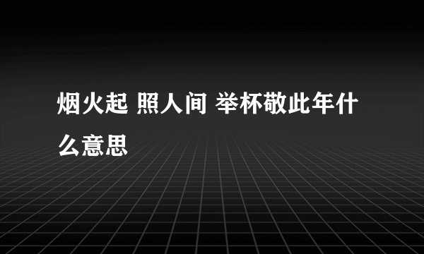 烟火起 照人间 举杯敬此年什么意思