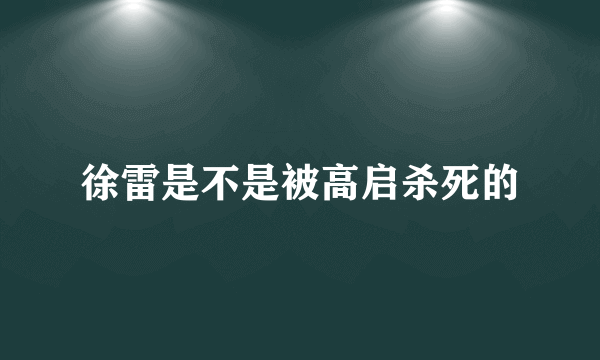 徐雷是不是被高启杀死的