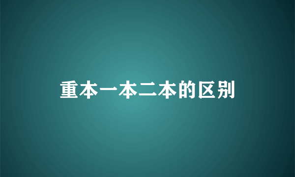 重本一本二本的区别