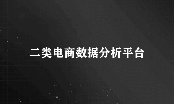 二类电商数据分析平台