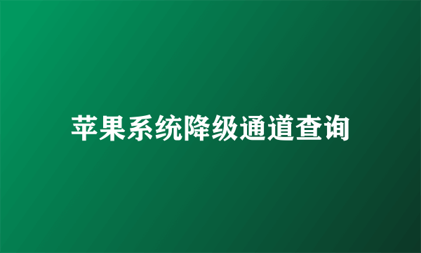 苹果系统降级通道查询