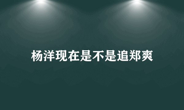 杨洋现在是不是追郑爽