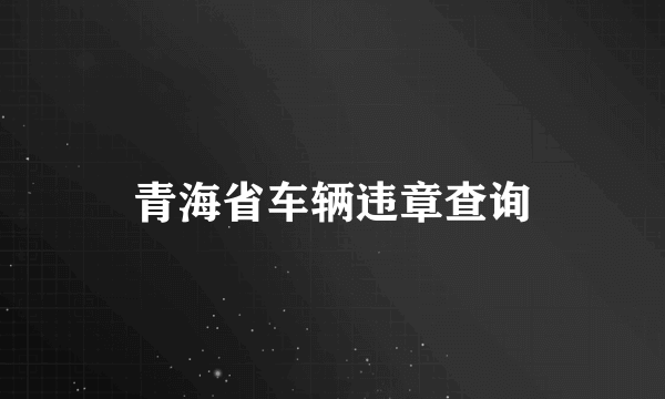 青海省车辆违章查询