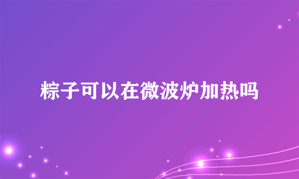 粽子可以在微波炉加热吗