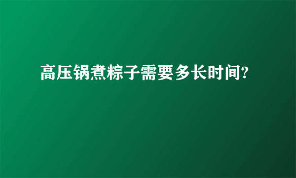 高压锅煮粽子需要多长时间?