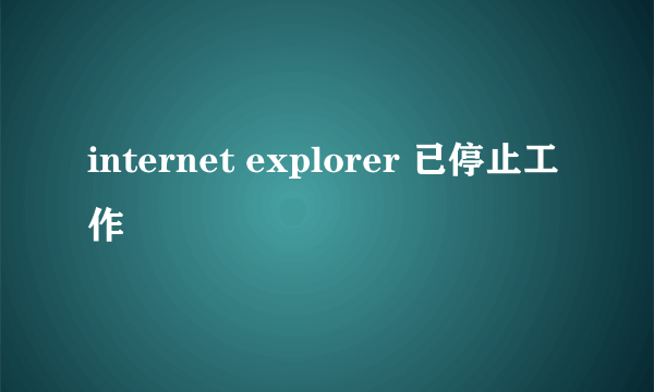 internet explorer 已停止工作