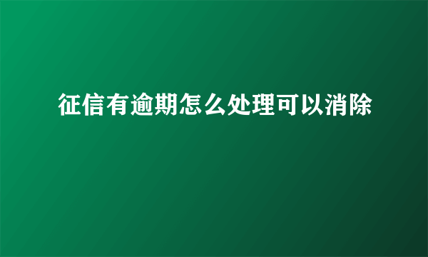 征信有逾期怎么处理可以消除