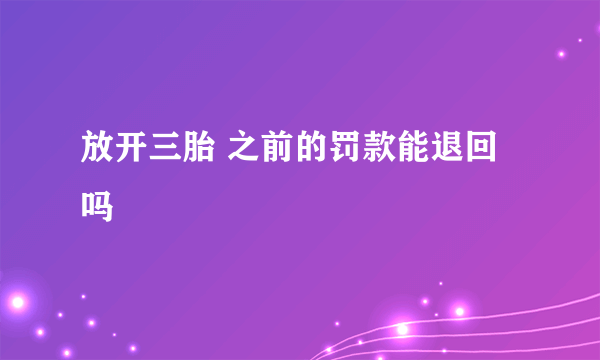 放开三胎 之前的罚款能退回吗