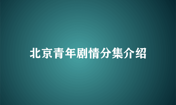 北京青年剧情分集介绍