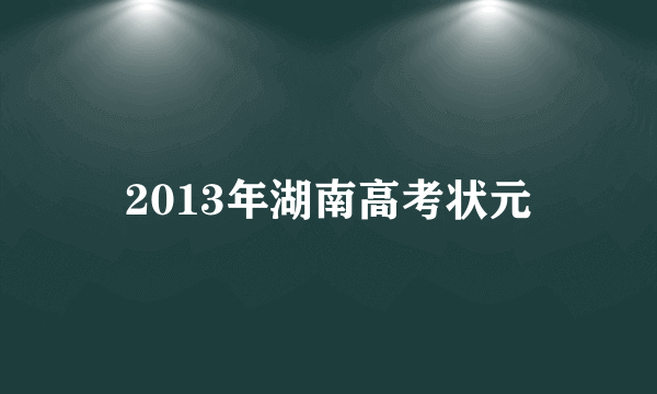 2013年湖南高考状元