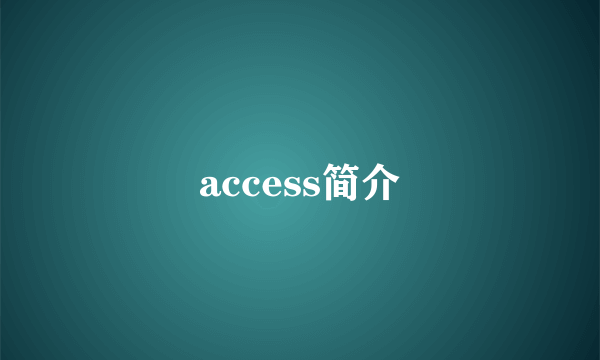 access简介