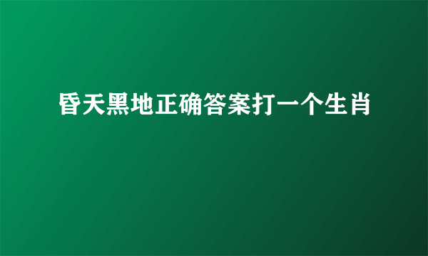 昏天黑地正确答案打一个生肖