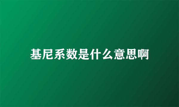 基尼系数是什么意思啊